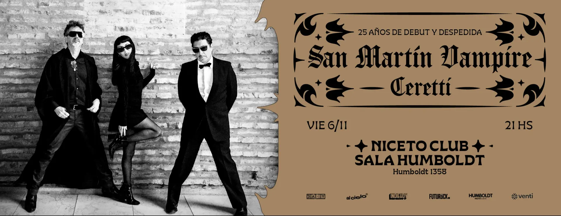 SAN MARTIN VAMPIRE + CERETTI en Humboldt | Niceto Club (+18 años)