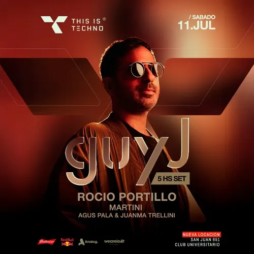 This is Techno pres. Juanma Trellini, Guy J y Agus Pala + invitados